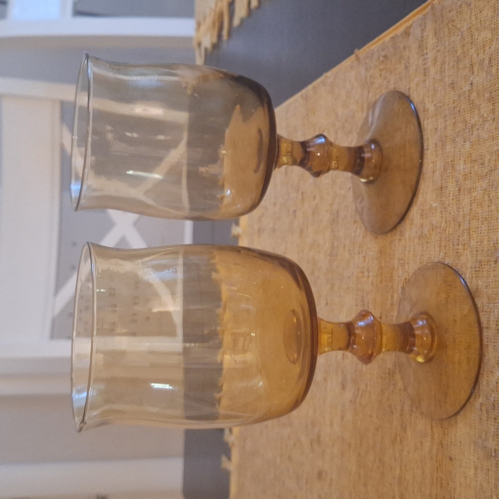 2 vintage orange glass wine gauntlets 1930-1940